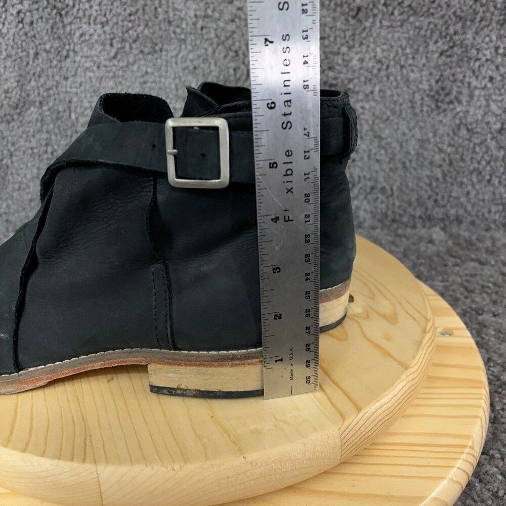 Free People Boots Womens 7.5 Las Palmas Black Nubuck Leather Wrap Strap Booties - Picture 5 of 9